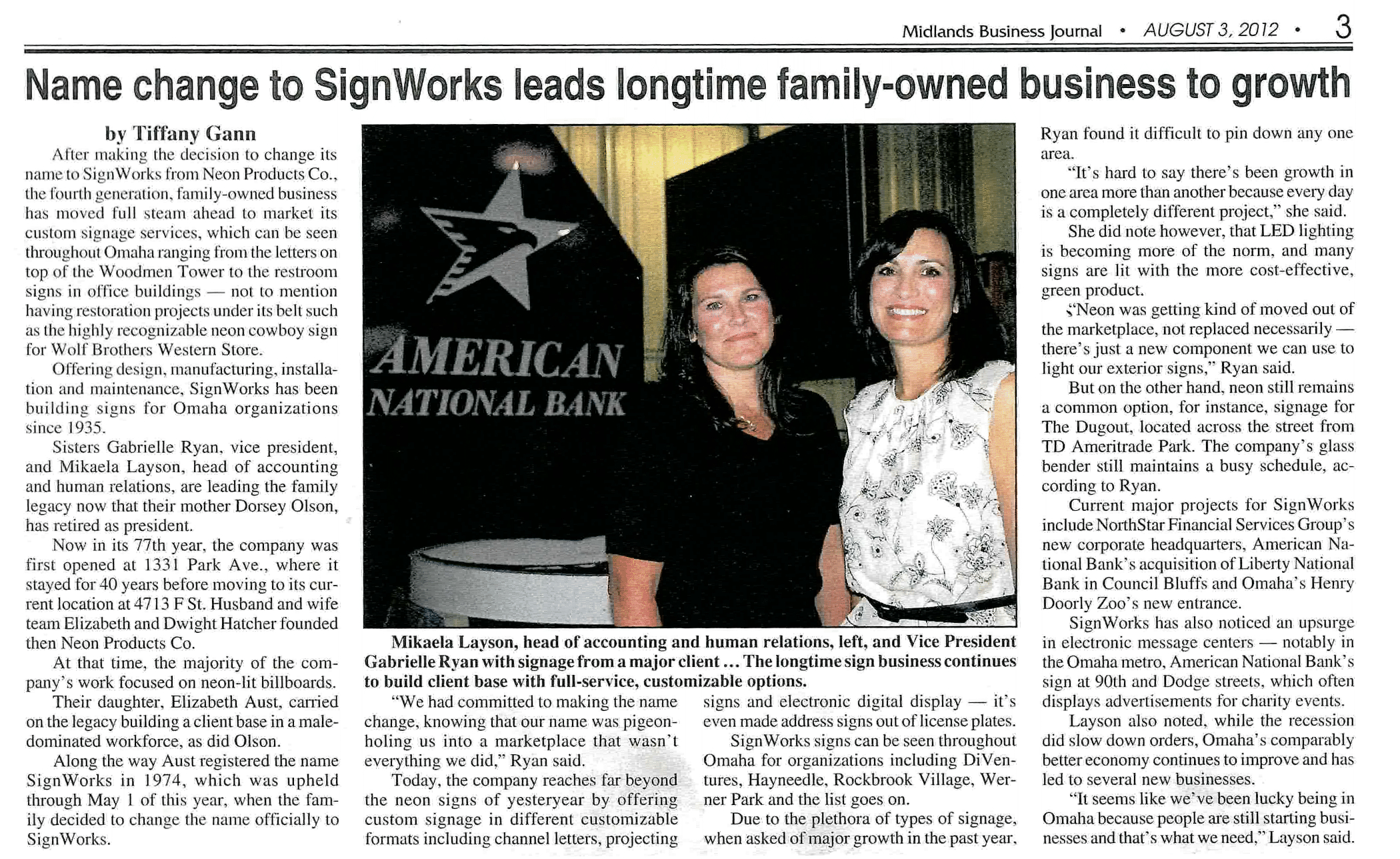 Midlands Business Journal | SIGNWORKS Omaha, exterior and interior signs