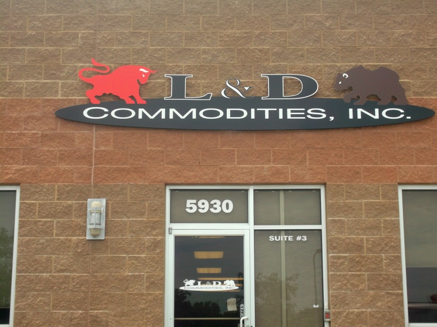 Non-illuminated flat cut out letters and logo for L & D Commodities