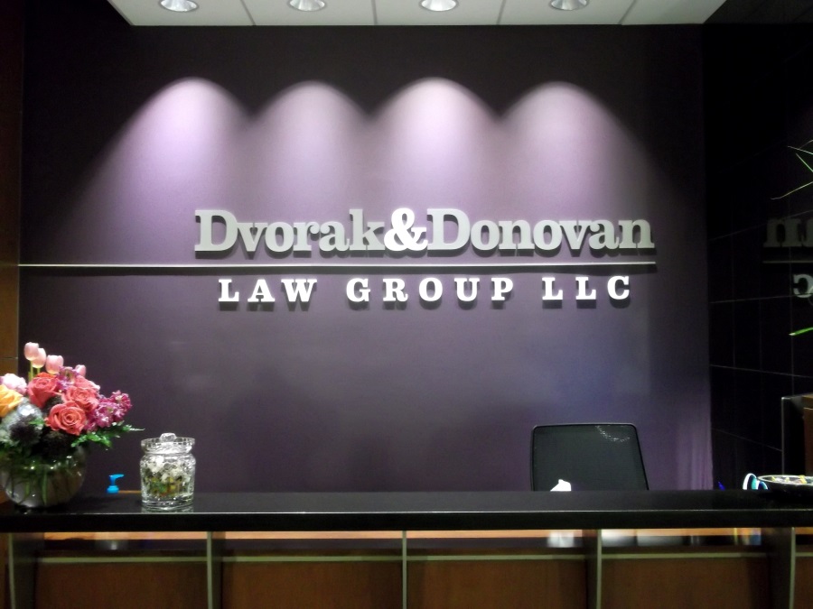 Interior flat cut out letters for Dvorak & Donovan Law Group LLC