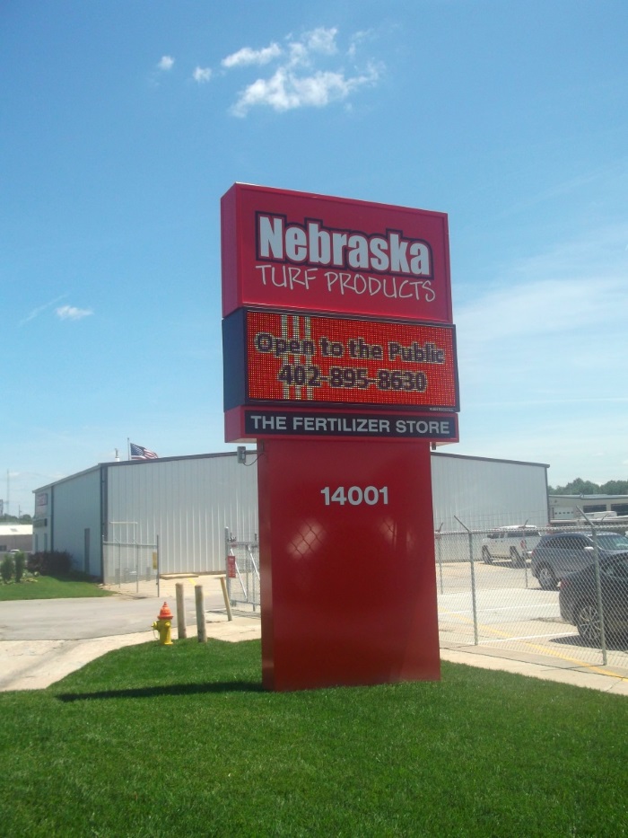 Electronic display sign for Nebraska Turf Products